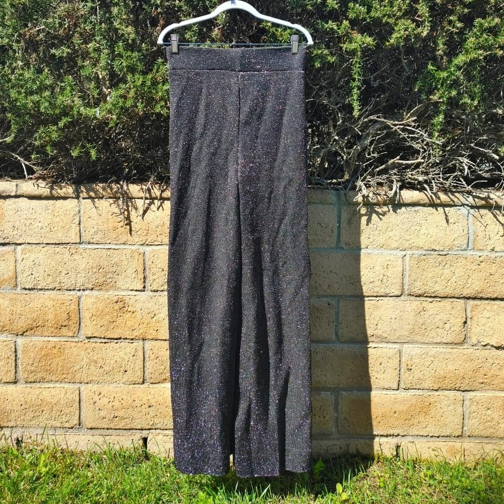 NWT Zara Black Metallic Knit Limited Edition Pants. M